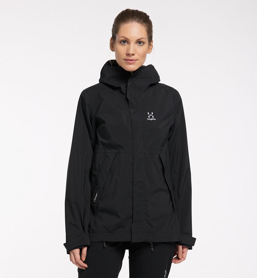 Haglöfs Womens Tjärn Waterproof Jacket Black New Zealand 54178UGKM